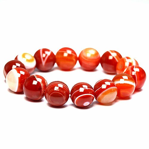 〔K2018-2〕約14mm 天眼石 赤天眼 瑪瑙 ブレスレット Eye Agate【ランダム発送】