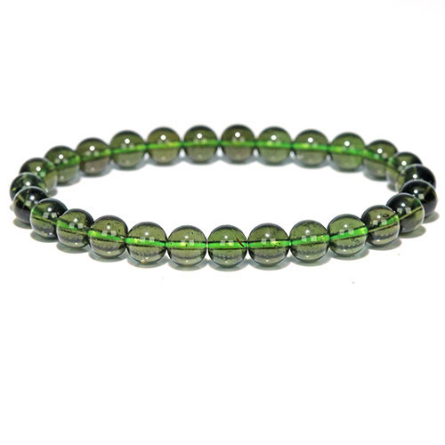 〔K2029-3〕トップグレード 約6.8-7mm チェコ産 天然モルダバイト Moldavite ブレスレット