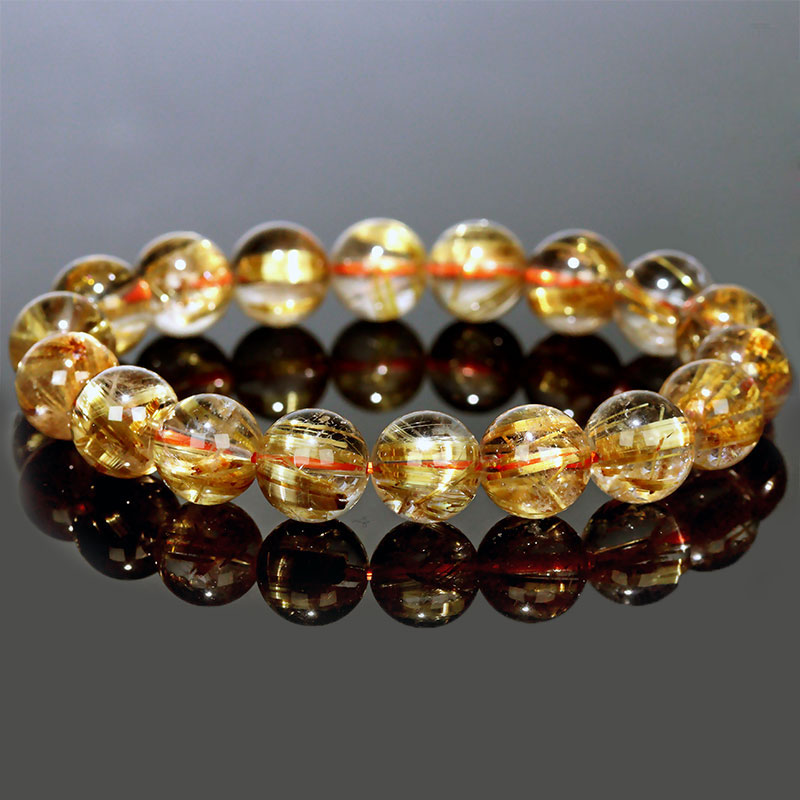 〔K2034-2〕約11mm 最高品質 タイチンルチルクォーツ ブレスレット Titin Rutilequartz
