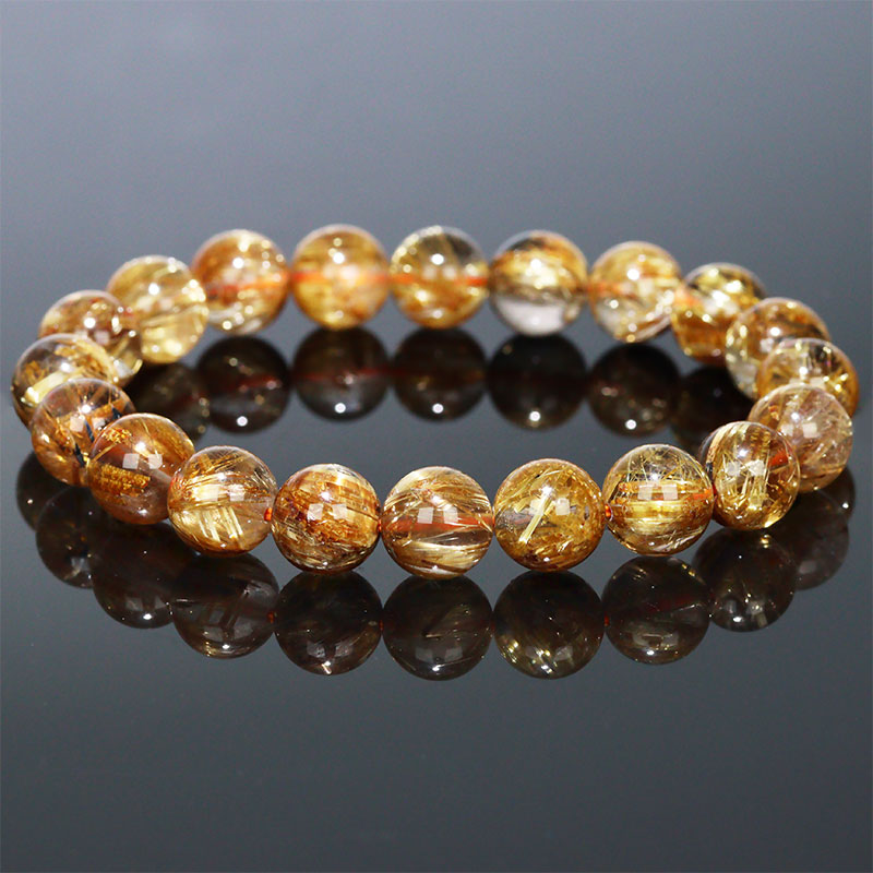 〔K2034-3〕約9mm 最高品質 タイチンルチルクォーツ ブレスレット Titin Rutilequartz