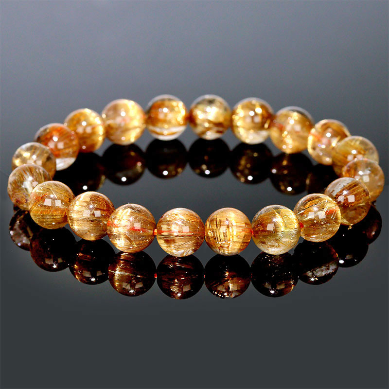 〔K2034-4〕約9mm 最高品質 キャッツアイタイチンルチルクォーツ ブレスレット Titin Rutilequartz