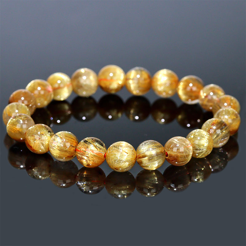 〔K2034-6〕約8mm 最高品質 キャッツアイタイチンルチルクォーツ ブレスレット Titin Rutilequartz