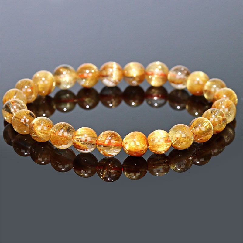 〔K2034-9〕約7mm 最高品質 キャッツアイタイチンルチルクォーツ ブレスレット Titin Rutilequartz