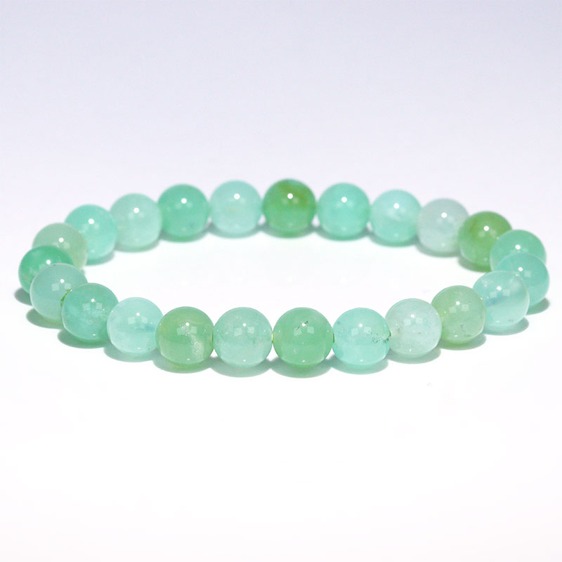 〔K2042-1〕高品質 約8mm クリソプレーズ Chrysoprase 緑玉髄 ブレスレット【鑑別書付き】