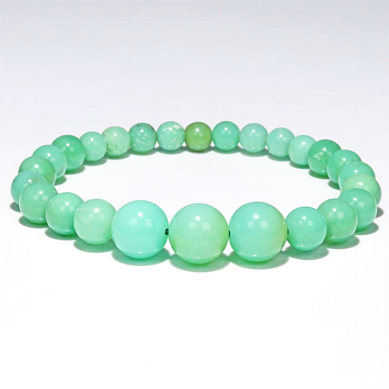 〔K2042-5〕高品質 約5-10mm クリソプレーズ グラデーション  Chrysoprase 緑玉髄 ブレスレット