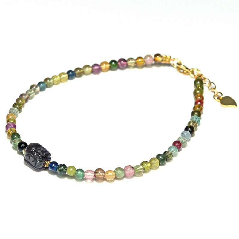 〔K2044-2〕お買い得 約3mm トルマリン ヒキュウ Tourmalineブレスレット【FOREST 天然石 パワーストーン】