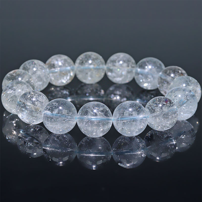 〔K2046-2〕希少天然色 約14mm ヒマラヤ産 アクアマリン Aquamarine ブレスレット