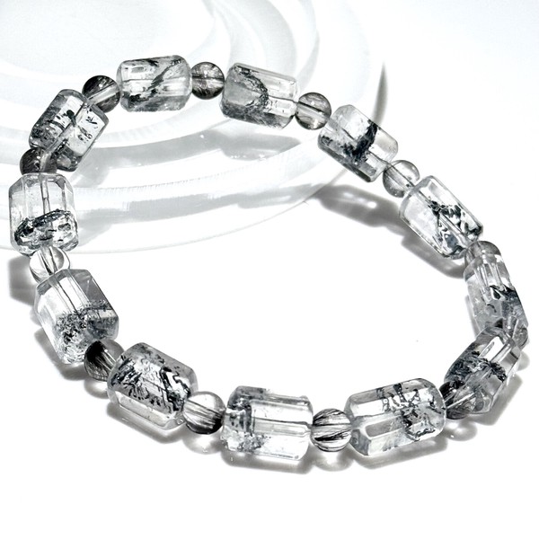 〔K2061-1〕高品質 スティブナイトインクォーツ 奇跡の水晶 ブレスレット