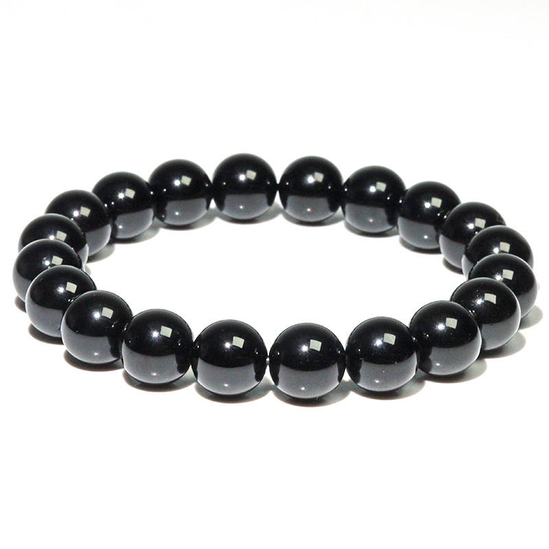 〔K2062-10m〕約10mm メキシコ産 テクタイト 黒隕石 ブレスレット Tektite「強力な邪気払い」【ランダム発送】