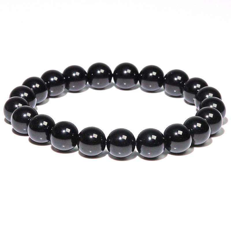 〔K2062-9m〕約9mm メキシコ産 テクタイト 黒隕石 ブレスレット Tektite「強力な邪気払い」【ランダム発送】