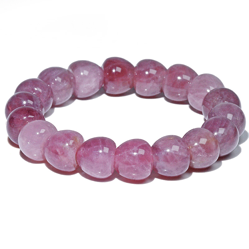 〔K2068-12m〕約12mm 発色良い イチゴ型 パープルローズクォーツ ブレスレット マダガスカル産 【ランダム発送】