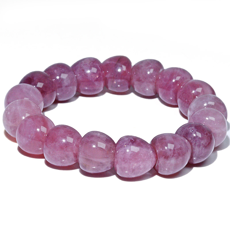 〔K2068-13m〕約13mm 発色良い イチゴ型 パープルローズクォーツ ブレスレット マダガスカル産 【ランダム発送】