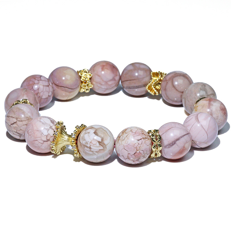 〔K2071〕約13mm 爆裂アラシャンアゲート ゴビアゲート 阿拉善瑪瑙 ブレスレット 自然のアート