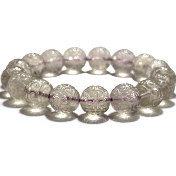 〔K2074-3〕高品質 珍しい パープル リビアングラス 回紋珠 隕石 ブレスレット Libyan desert glass クリストバライト