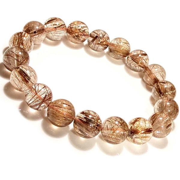 〔K2084-2〕透明度が高い 針がみちみち オレンジルチルクォーツ ブレスレット Orange Rutile Quartz