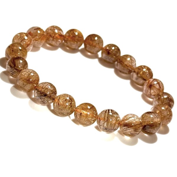 〔K2084-7〕透明度が高い 針がみちみち オレンジルチルクォーツ ブレスレット Orange Rutile Quartz