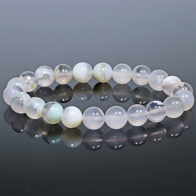 〔K2094-8m〕約7-8mm 緑桜瑪瑙  シリカ チェリーブロッサムアゲート ブレスレット グリーンサクラメノウ【ランダム】