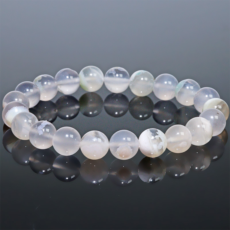 〔K2094-9m〕約9mm 緑桜瑪瑙  シリカ チェリーブロッサムアゲート ブレスレット グリーンサクラメノウ【ランダム】