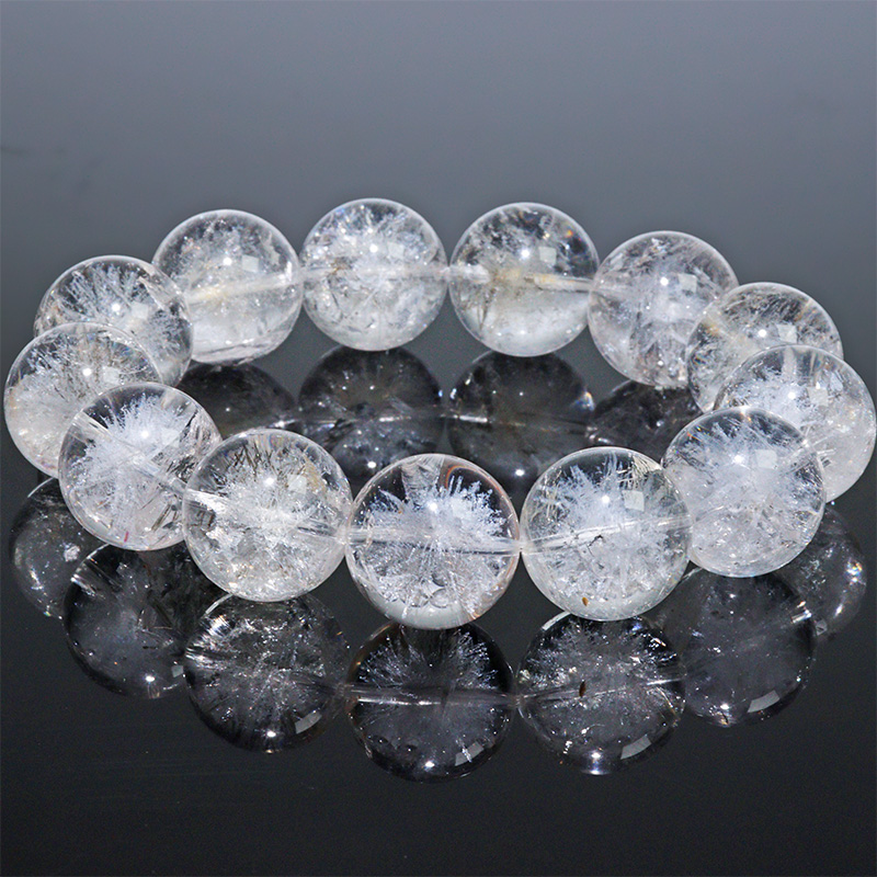 〔K2099-1〕約18mm 天然水晶 ホワイトスタークォーツ ブレスレット ～雪華の輝き～