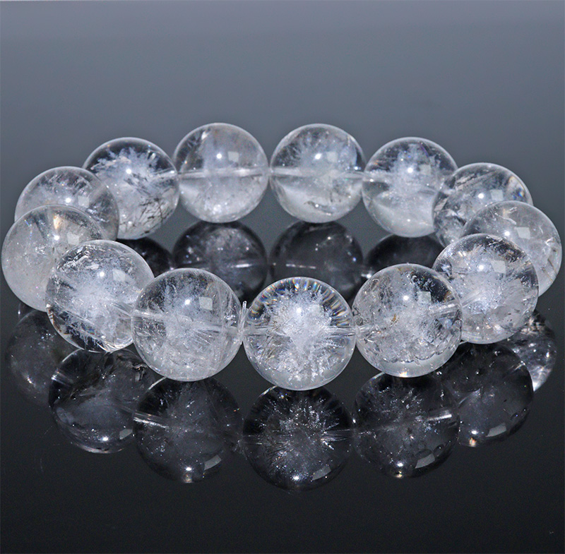 〔K2099-4〕約19mm 天然水晶 ホワイトスタークォーツ ブレスレット ～雪華の輝き～