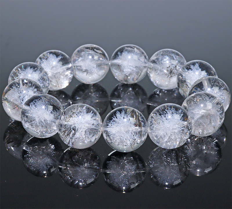 〔K2099-7〕約18mm 天然水晶 ホワイトスタークォーツ ブレスレット ～雪華の輝き～