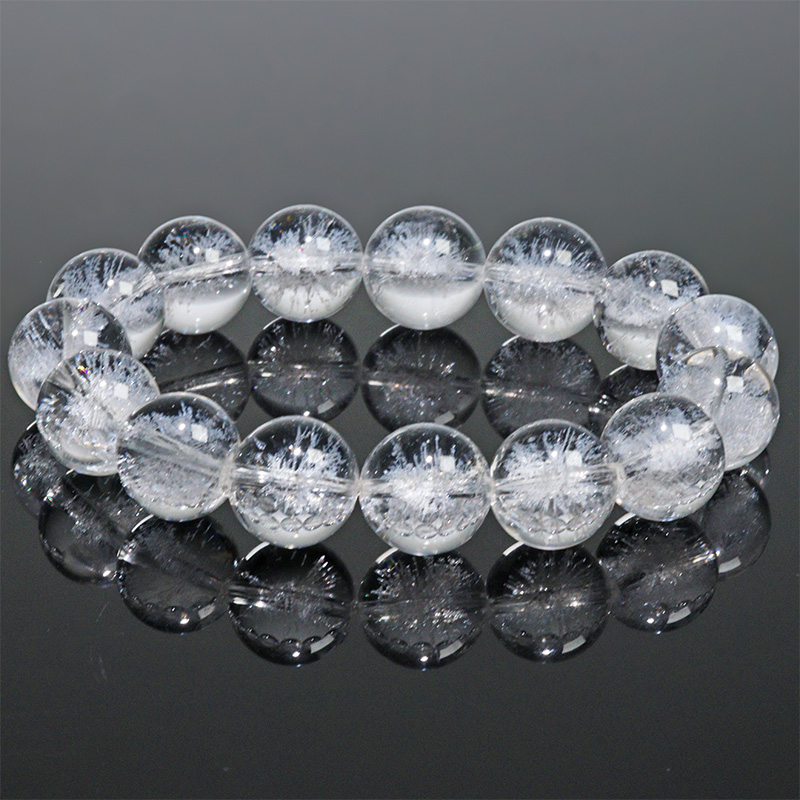 〔K2100-4〕約14mm 高品質天然水晶 ホワイトスタークォーツ ブレスレット ～雪華の輝き～