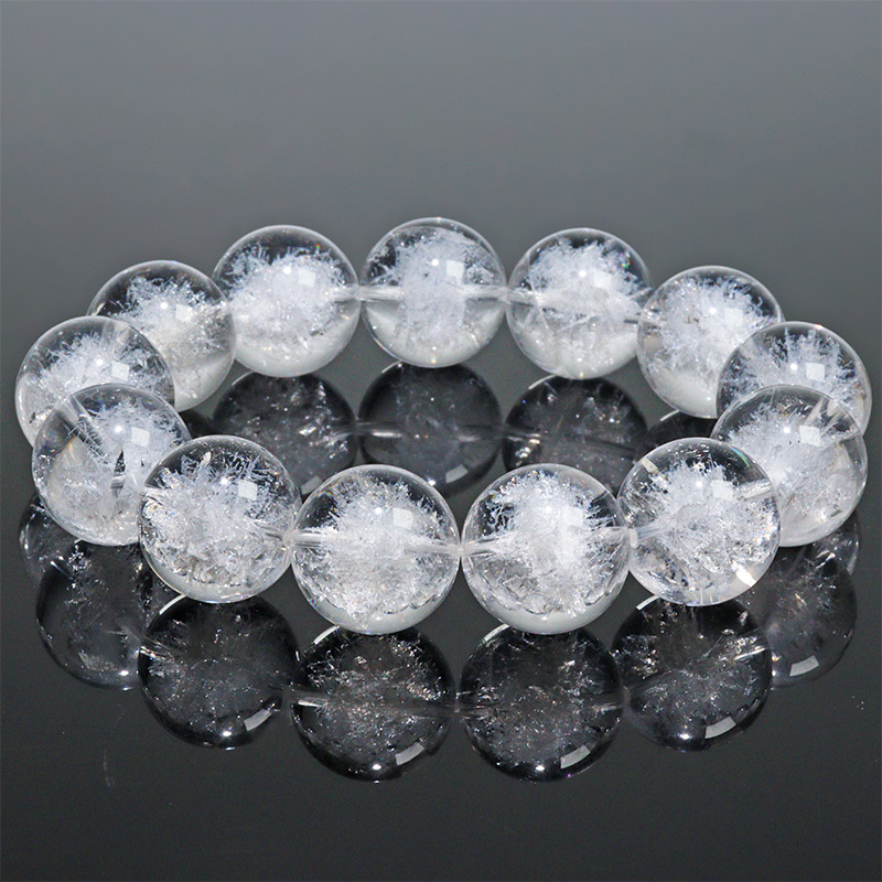〔K2101-1〕約18mm 高品質天然水晶 ホワイトスタークォーツ ブレスレット ～雪華の輝き～