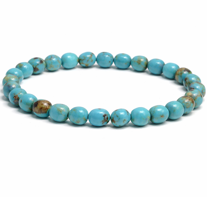 〔K2106-10〕約6.8mm アリゾナ州キングマン鉱山 キングマンターコイズ ブレスレット Kingman Turquoise【カード付】