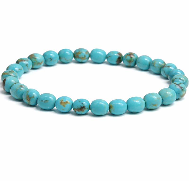 〔K2106-12〕約6.8mm アリゾナ州キングマン鉱山 キングマンターコイズ ブレスレット Kingman Turquoise【カード付】