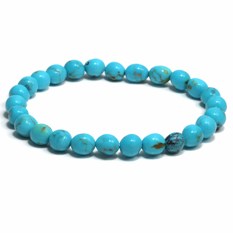 〔K2106-7〕約6.8mm アリゾナ州キングマン鉱山 キングマンターコイズ ブレスレット Kingman Turquoise【カード付】