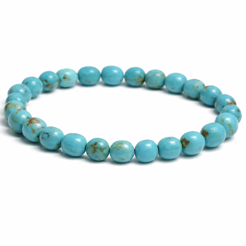 〔K2106-8〕約6.8mm アリゾナ州キングマン鉱山 キングマンターコイズ ブレスレット Kingman Turquoise【カード付】