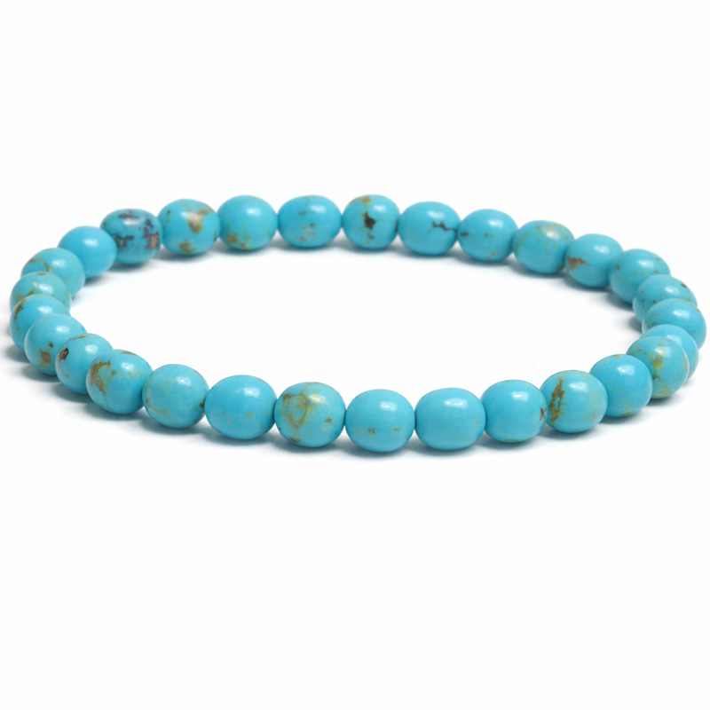 〔K2106-9〕約6.8mm アリゾナ州キングマン鉱山 キングマンターコイズ ブレスレット Kingman Turquoise【カード付】