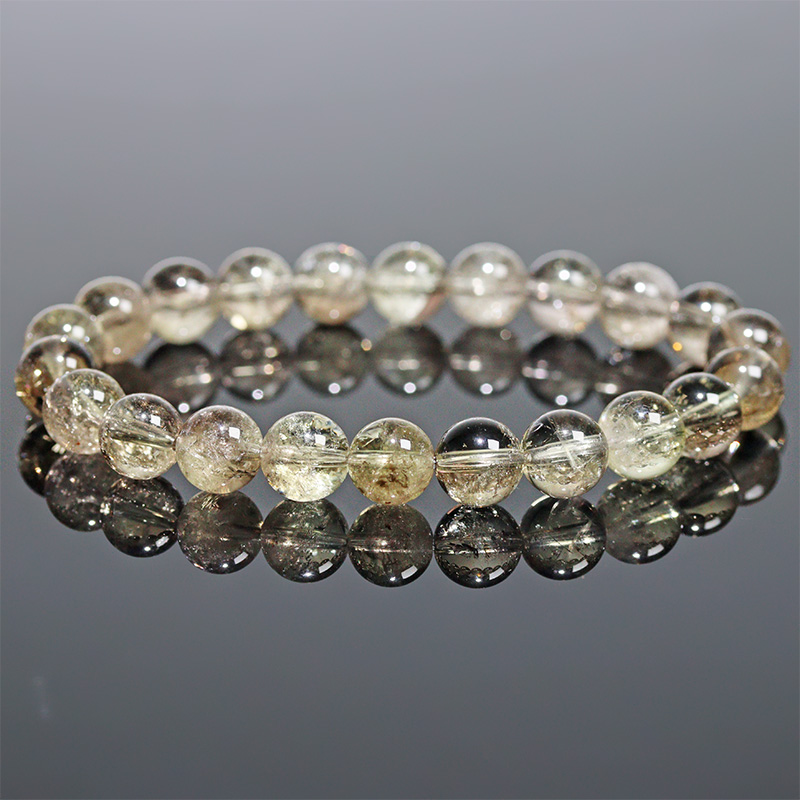 〔K2110-14〕約8mm コロンビア産 ゴールデンムリアンシードクリスタルブレスレット ギャランティーカード Lemurian