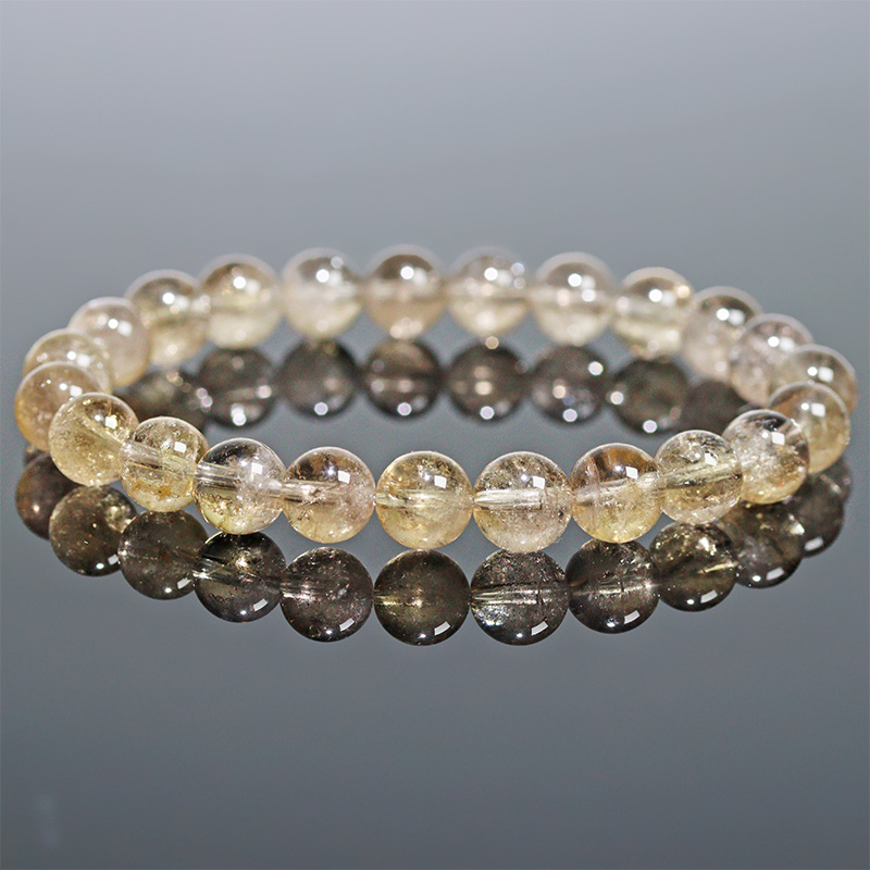 〔K2110-15〕約8mm コロンビア産 ゴールデンムリアンシードクリスタルブレスレット ギャランティーカード Lemurian