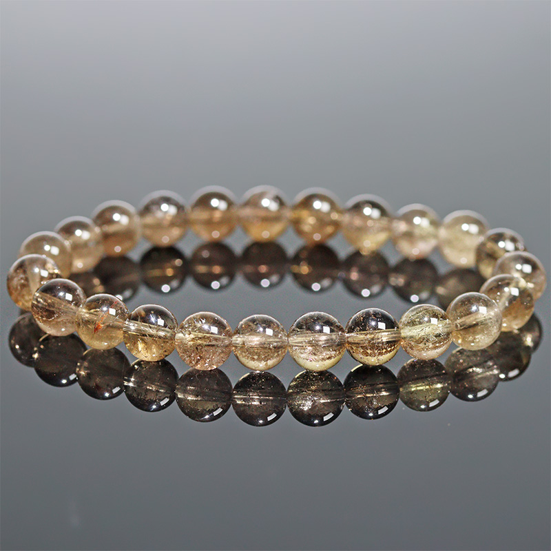 〔K2110-16〕約8mm コロンビア産 ゴールデンムリアンシードクリスタルブレスレット ギャランティーカード Lemurian