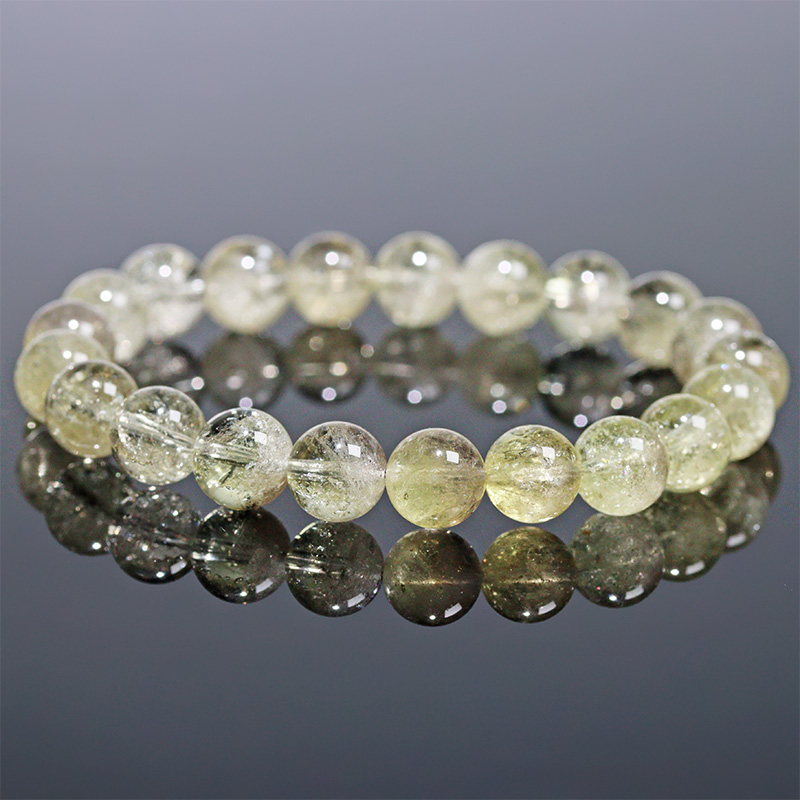 〔K2110-18〕約9mm コロンビア産 ゴールデンムリアンシードクリスタルブレスレット ギャランティーカード Lemurian