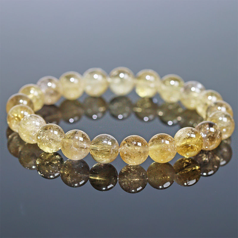 〔K2110-19〕約9mm コロンビア産 ゴールデンムリアンシードクリスタルブレスレット ギャランティーカード Lemurian