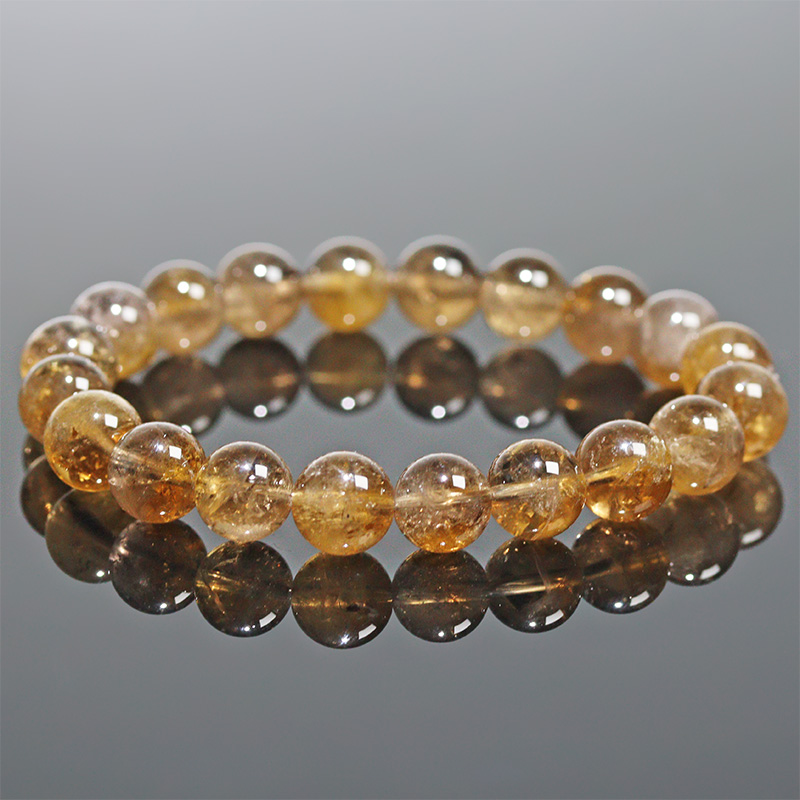 〔K2110-21〕約9mm コロンビア産 ゴールデンムリアンシードクリスタルブレスレット ギャランティーカード Lemurian