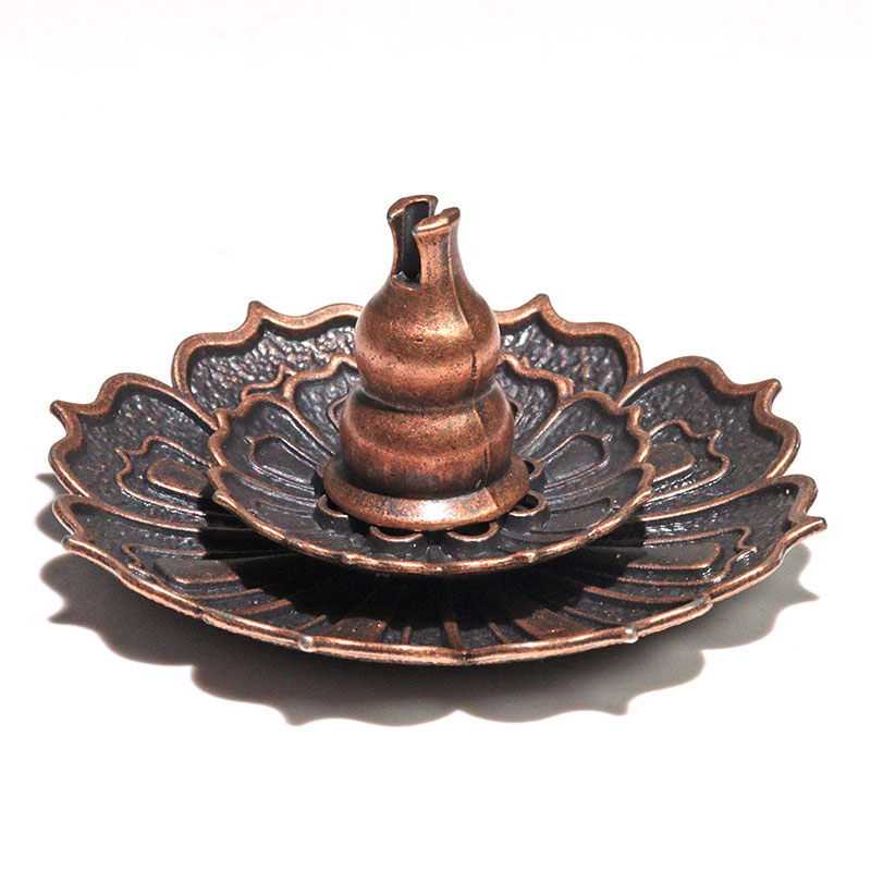 〔O33〕蓮の花お香立て 蓮華文様 銅製香立て 蓮華香炉 仏花蓮 香立て ロータスフラワー アンティーク香立て