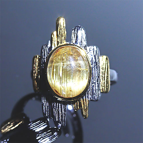 〔R448〕高品質 キャッツアイルチルクォーツ リング 指輪 SV925 Rutilated Quartz【FOREST 天然石 パワーストーン】