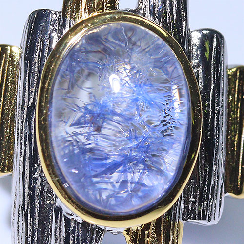 〔R456〕高品質 デュモルチェライトインクォーツ SV925 リング 指輪 フリー Dumortierite