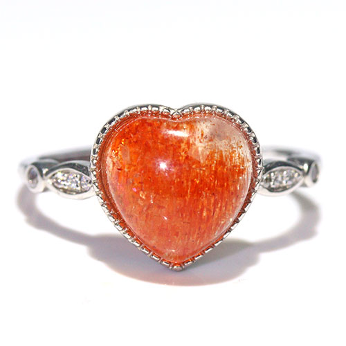 〔R466-15〕高品質 発色良い サンストーン sv925 リング 指輪 フリーサイズ Sun stone 日長石