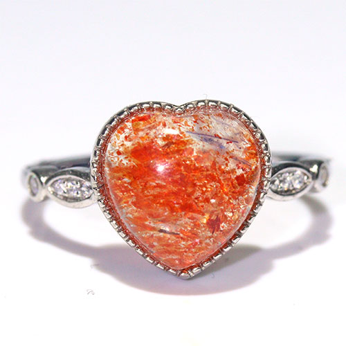 〔R466-16〕高品質 発色良い サンストーン sv925 リング 指輪 フリーサイズ Sun stone 日長石