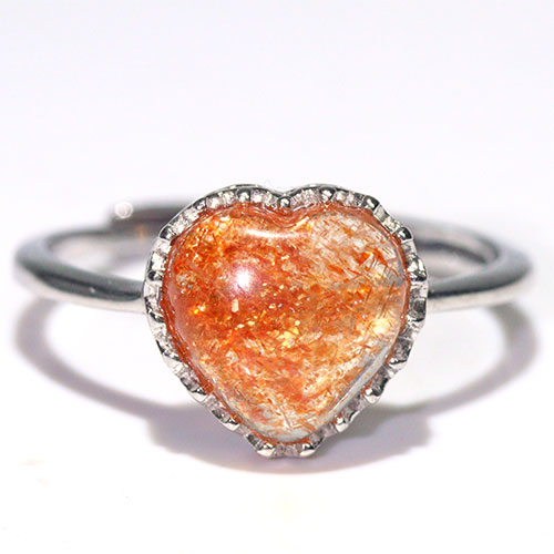 〔R466-19〕高品質 発色良い サンストーン sv925 リング 指輪 フリーサイズ Sun stone 日長石