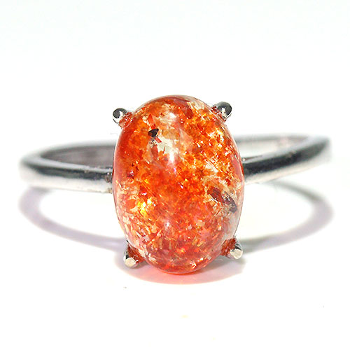 〔R466-2〕高品質 発色良い サンストーン sv925 リング 指輪 フリーサイズ Sun stone 日長石