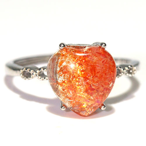 〔R466-24〕高品質 発色良い サンストーン sv925 リング 指輪 フリーサイズ Sun stone 日長石