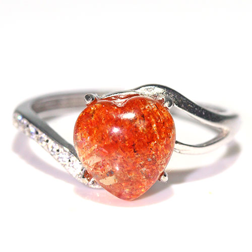 〔R466-25〕高品質 発色良い サンストーン sv925 リング 指輪 フリーサイズ Sun stone 日長石