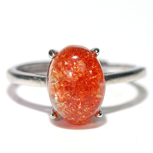 〔R466-3〕高品質 発色良い サンストーン sv925 リング 指輪 フリーサイズ Sun stone 日長石