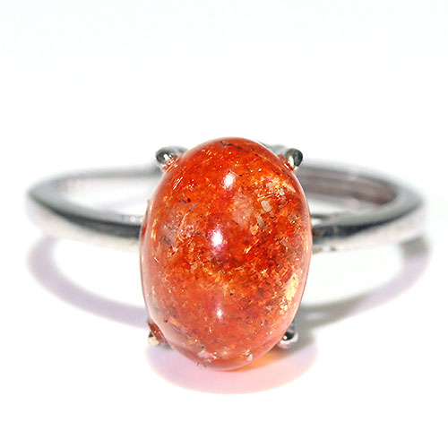 〔R466-4〕高品質 発色良い サンストーン sv925 リング 指輪 フリーサイズ Sun stone 日長石