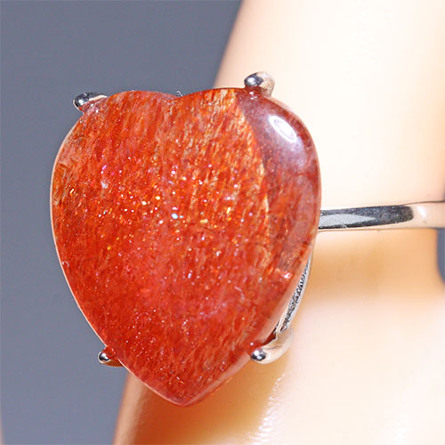 〔R467-17〕高品質 発色良い サンストーン sv925 リング 指輪 フリーサイズ Sun stone 日長石